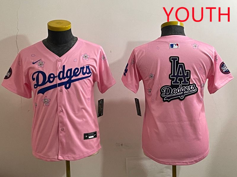 Youth Los Angeles Dodgers Blank Pink Sakura Edition 2025 Nike MLB Jersey style 19->youth mlb jersey->Youth Jersey